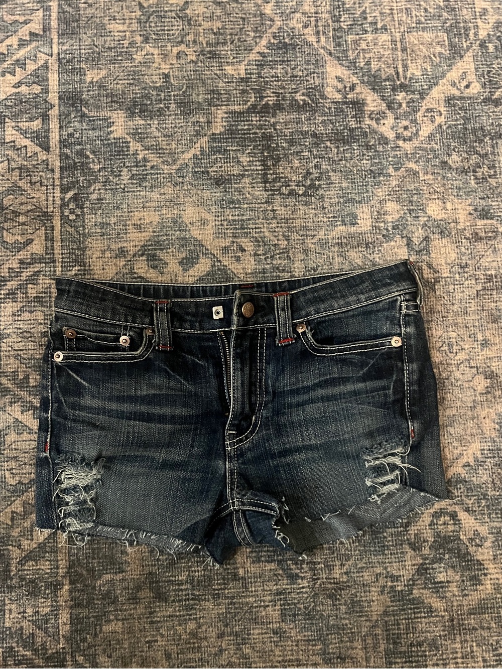 Y2K Distressed Dark Wash Denim Shorts